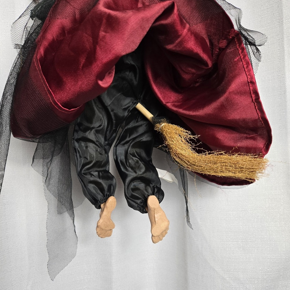 Vtg Ganz Hanging‎ Posable Witch Decoration Red Black Dress - Picture 3 of 6